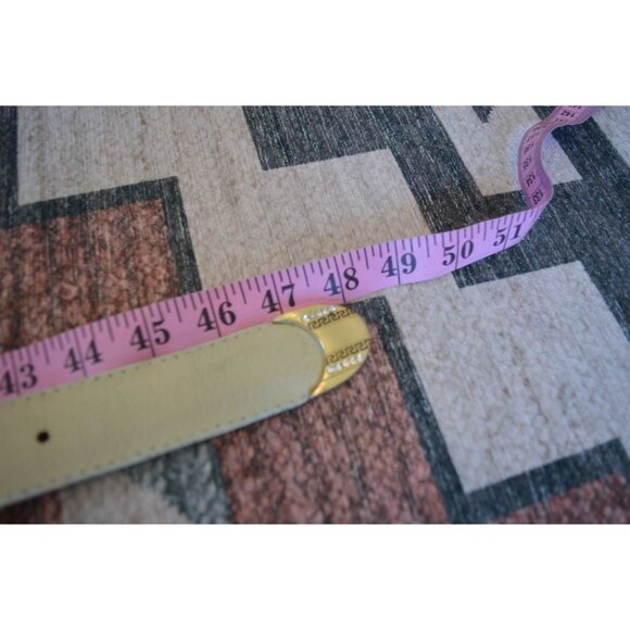 Vintage Cream Bone Leather Gold Tone Jeweled Lion Mens Belt Size 42 Cowboy Bling - Picture 12 of 12